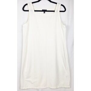 Eileen Fisher Sleeveless White Jersey Knit Tank Above Knee Sheath Dress Sz Small